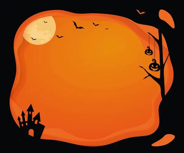 Die Mittlere Rechteck Banner Größe Halloween Vorlage Hintergrund Mit Schwarzer — Stockfoto