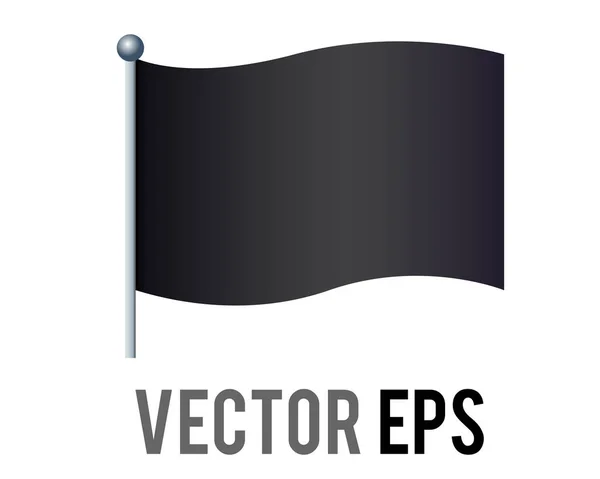 Icône Drapeau Noir Gradient Rectangulaire Vectoriel Isolé Avec Poteau Argenté — Image vectorielle