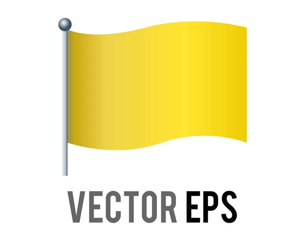 Vector Aislado Gradiente Rectangular Icono Bandera Amarilla Con Polo Plata — Vector de stock