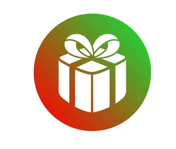 Barevné Zelené Červené Gradient Vánoční Dárek Box Ikona — Stockový vektor