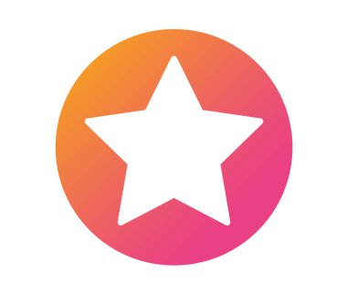 İzole vektör yıldız simgesi, turuncu ve pembe renk eğimli çember düğmesi