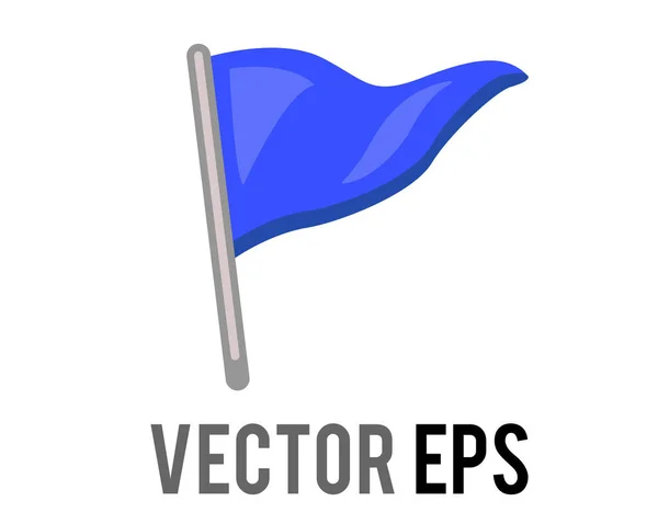 Vector Aislado Triangular Gradiente Azul Icono Bandera Con Polo Plata — Vector de stock