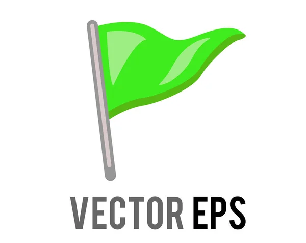 Icône Drapeau Vert Gradient Triangulaire Vectoriel Isolé Avec Poteau Argenté — Image vectorielle