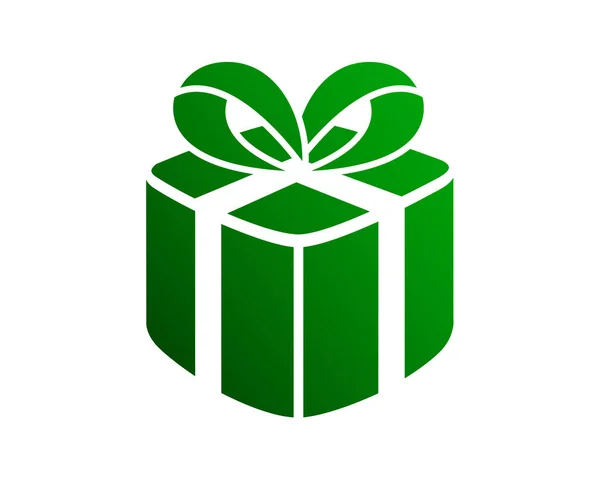 Izolovaný Gradient Vánoční Zelená Vánoční Dárková Krabička Ikona Mašlí — Stockový vektor