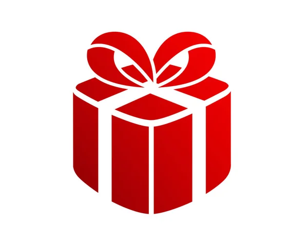 Изолированный Градиент Красный Праздничный Подарок Значок Коробки Лентой Лука — стоковый вектор