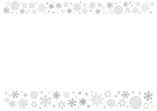 Пустой Горизонтальный Белый Бумажный Фон Серыми Зимними Снежинками — стоковый вектор