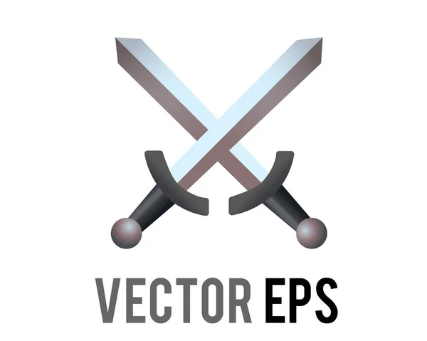 Vector Aislado Dos Guerreros Icono Espadas Plata Con Hojas Acero — Vector de stock