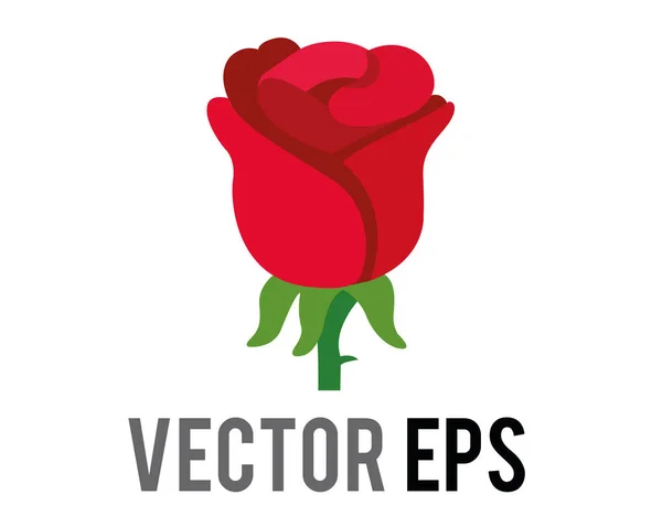 Icône Fleur Rose Rouge Vecteur Isolé Avec Tige Feuilles Vertes — Image vectorielle