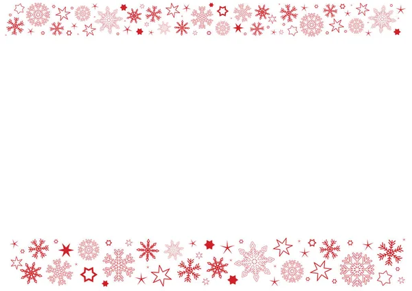 Blank Horizontal White Paper Background Red Winter Snowflakes Header Footerprint — Vetor de Stock