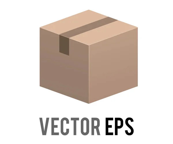 Vector Brown Square Recycled Cardboard Product Parcel Box Icon Packing — Stock Vector