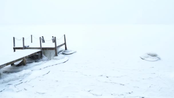 Seulement Neige Blanche Partout Rive Opposée Est Difficile Voir Quand — Video