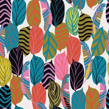 Tropikal yapraklı kusursuz dekoratif desen
