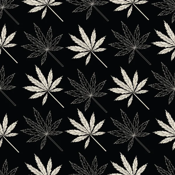 Sömlöst Diagonalt Mönster Med Cannabisblad — Stock vektor