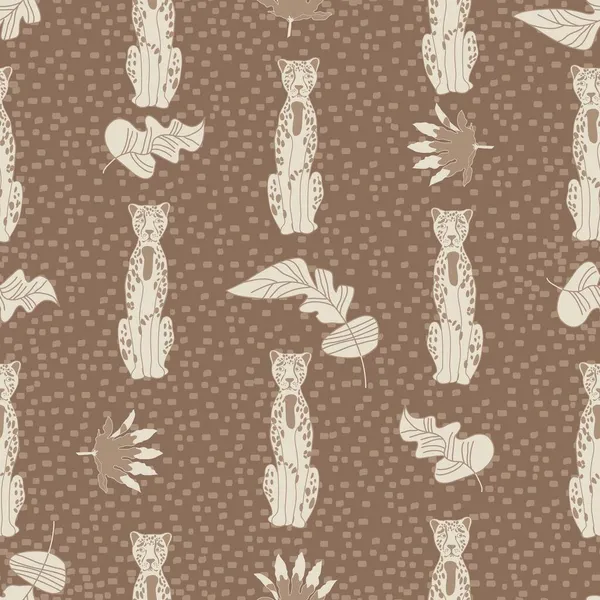 Motif Tropical Sans Couture Avec Guépard Feuilles — Image vectorielle