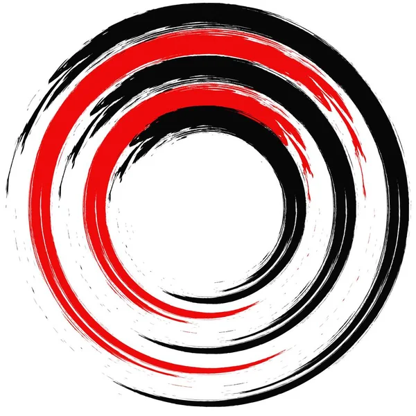 Εικονογράφηση διανύσματος. Αφηρημένο κυκλικό περίγραμμα σε μαύρο και κόκκινο μελάνι σε λευκό φόντο. — Διανυσματικό Αρχείο