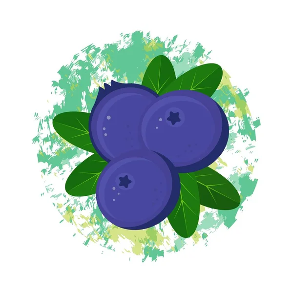 Blåbär med gröna blad. Isolerad ikon av färska vilda blåbär. — Stock vektor