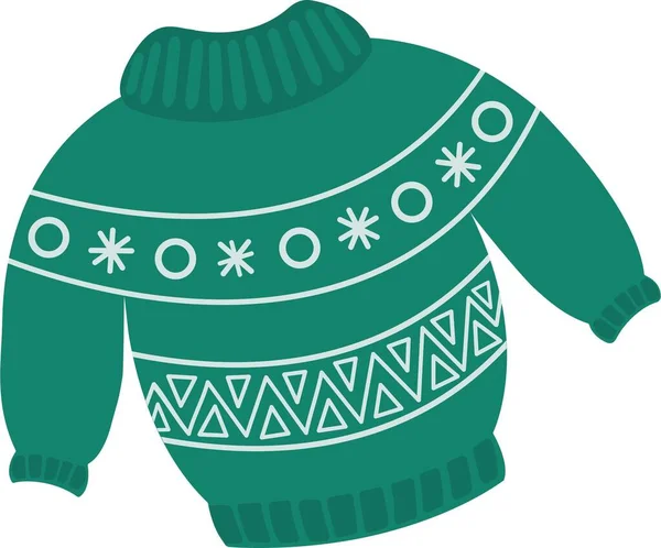 Sweter świąteczny lub sweter ze wzorami zimowymi z płatkami śniegu. — Wektor stockowy
