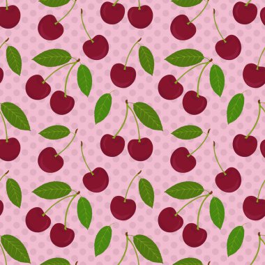 Pembe arka planda pürüzsüz kiraz deseni. 