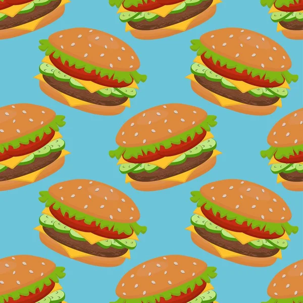 Vector seamless pattern with a hamburger. — Vettoriale Stock