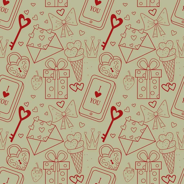 Seamless pattern on the theme of Valentine is Day — Stock Vector