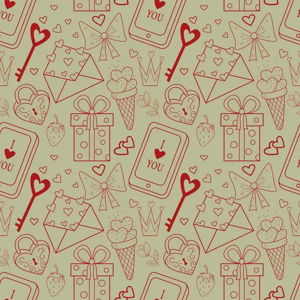 Seamless pattern on the theme of Valentine is Day — Stock Vector