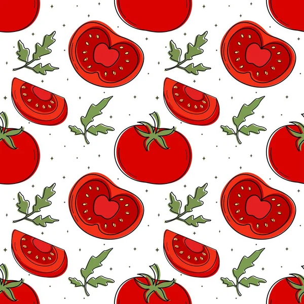 Vector pattern of a set of tomatoes. — Stock Vector