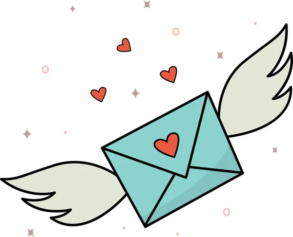 Векторное изображение конверта с сердцем и крыльями — стоковый вектор