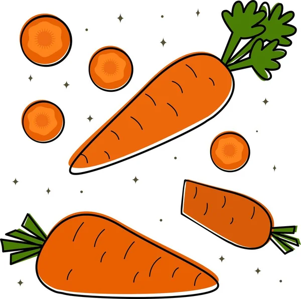 Εικονογράφηση διάνυσμα ενός συνόλου με καρότα. — Διανυσματικό Αρχείο