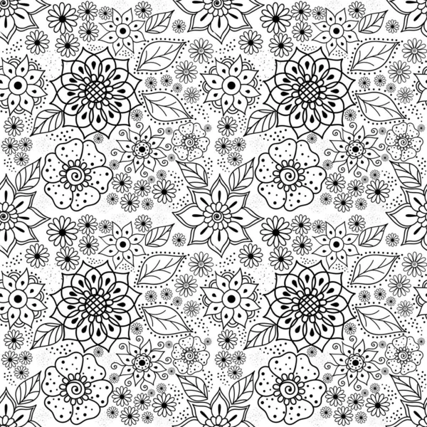 Abstraktní květinovým vzorem černé a bílé. — Stockový vektor