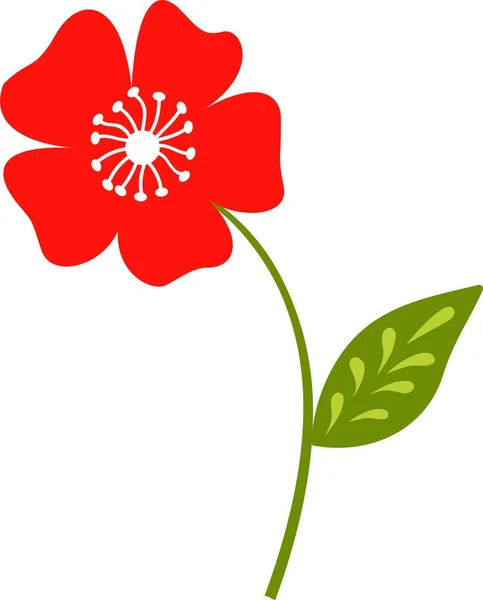 Flor roja estilizada resaltada . — Vector de stock