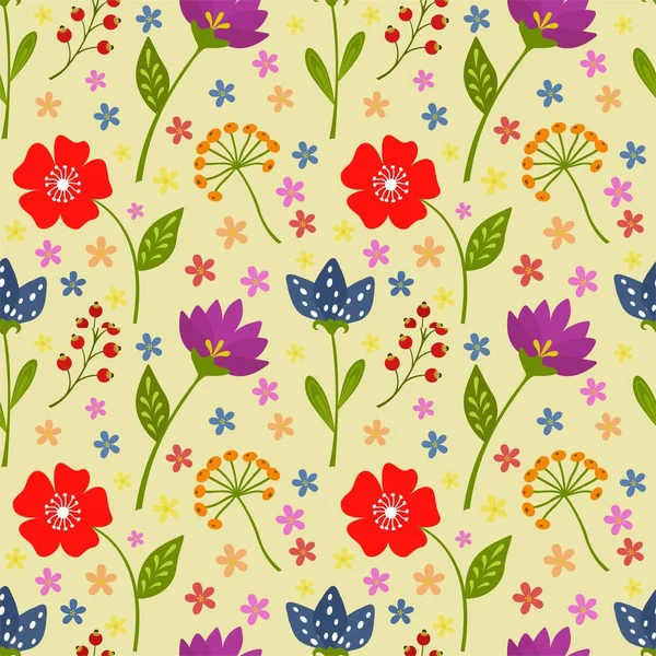 Nahtloses Muster mit Blumen. Vektorillustration — Stockvektor
