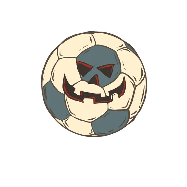 Halloween dýně tvář fotbalový míč, sportovní položka — Stockový vektor