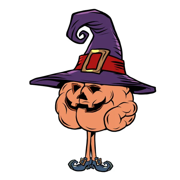 Halloween Citrouille vacances personnage cerveau humain, intelligent sage — Image vectorielle