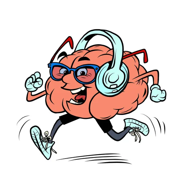 Koşu yapan bir koşucu müzik dinler. İnsan beyni, akıllı bilge.