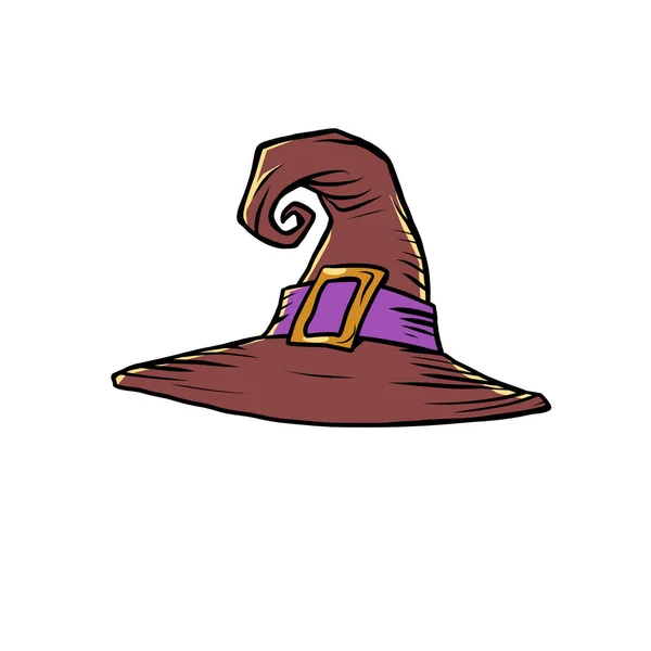 Sombrero de bruja de Halloween. Símbolo de vacaciones, tocado detalle traje — Vector de stock