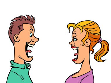 Genç erkek ve kadının neşeli randevusu, erkek ve kız arkadaş