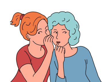 Bir sır, iki kadın fısıldıyor. İnsanların dostluğu. Halk haberleri değil.