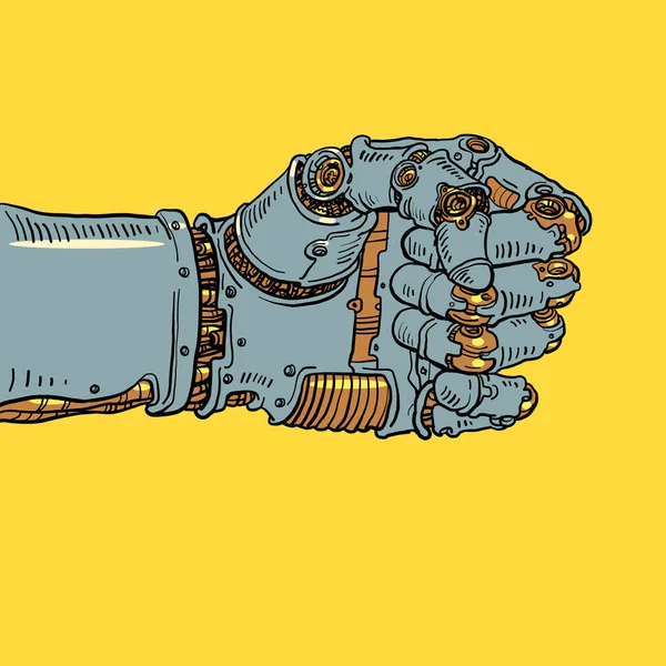 Silná Ruka Pěstí Obřího Robota Umělá Inteligence Moc Komiks Kreslený — Stockový vektor
