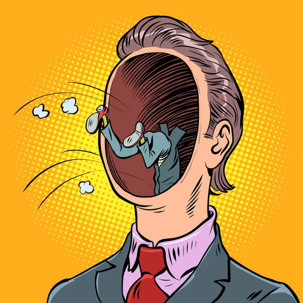 内なる自己を探せ 心の心理学男の意識の秘密 コミック漫画ヴィンテージレトロな手イラスト — ストックベクタ