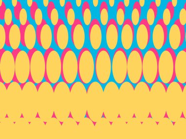 Sarı daireler arka plan, soyut geometrik tasarım, retro pop sanat. Çizgi film antika el çizimi.