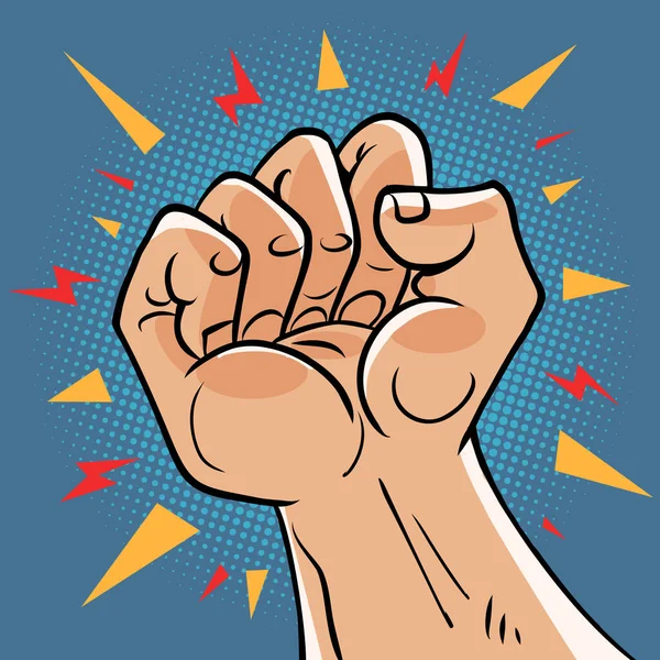 Male Fist Resistance Rage Force Concept Protest Symbol Blow Body — Stock Vector