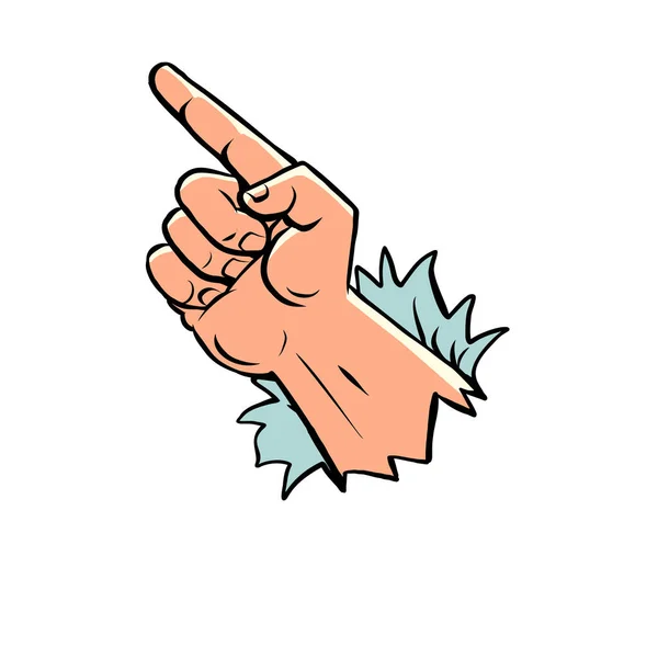 Чоловічий Індексний Палець Символ Вказівник Напрямку Руки Строгий Жест Торкніться — стоковий вектор