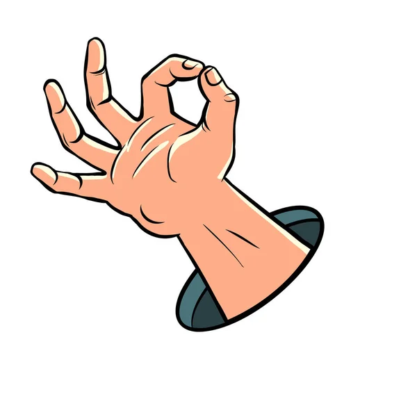 Gesture Mans Hand Quality Approval Support Symbol Approval Comic Cartoon — Vettoriale Stock