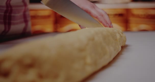Kneading ciasto na wypieki lub chleb. — Wideo stockowe