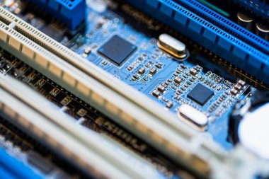elektronik endüstrisi iş teknolojisi kavramı: PC anakart veya anakartının makro görünümü