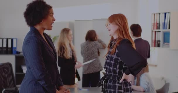Mujeres de negocios discutiendo en la sala de juntas — Vídeo de stock