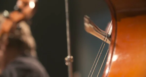 管弦乐队的大提琴演奏大提琴的音乐家 — 图库照片