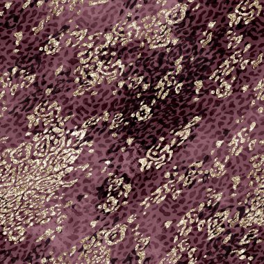 Altın parıltılı leopar desenli kusursuz modern soyut desen.