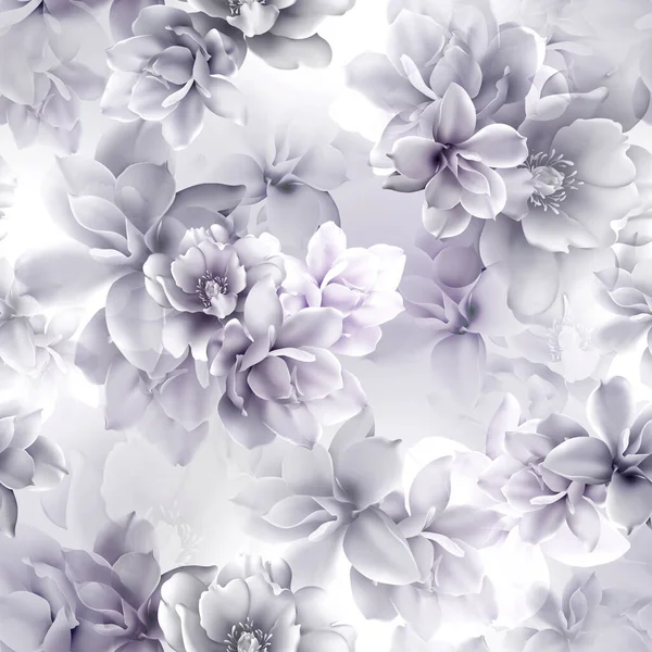 Sömlös Modern Abstrakt Blommönster Med Magnolia Och Pion Blommor Sömlös — Stockfoto