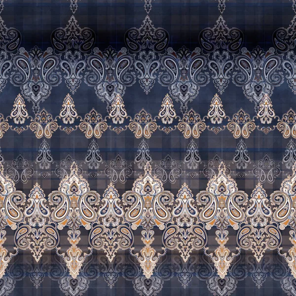 Borde Paisley Clásico Ornamental Sin Costuras Con Fondo Texturizado Elementos —  Fotos de Stock